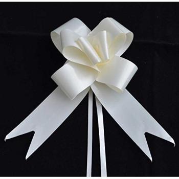 Shatchi Off‑White Ribbon Pull Bow Collection – 30 mm, 30 Pack