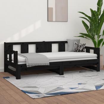 Pull-out Day Bed in Black Pine Wood from vidaXL, No Mattress Included 2x(90x190) cm