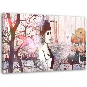 Peinture moderne femme vintage en toile