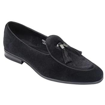 Velvet Tassel Loafers for Men in Black – Size 8