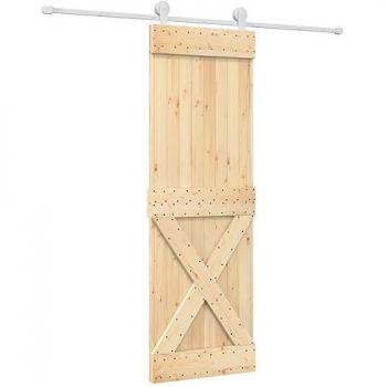 70x210 cm Solid Pine Sliding Door with Hardware Set
