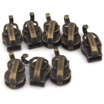 20Pcs Shiny Metal Non-Lock Zipper Slider Pullers