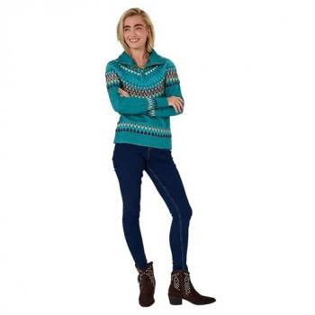 Joe Brown’s Blue Fair Isle Chunky Half-Zip Jumper – Turquoise