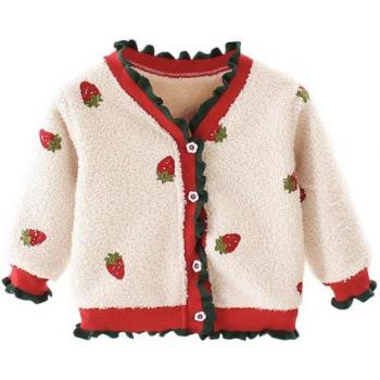 Baby Girl Long Sleeve Strawberry Coat