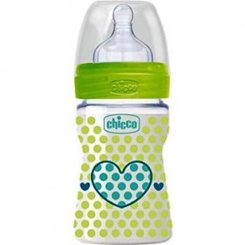 Chicco Biberon Benessere Unisex, 150ml, Silicone, Flusso Normale, Giallo