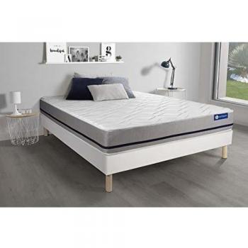 Matelas 140x190 ACTILATEX Soft 3zones de Confort + sommier KIT Blanc