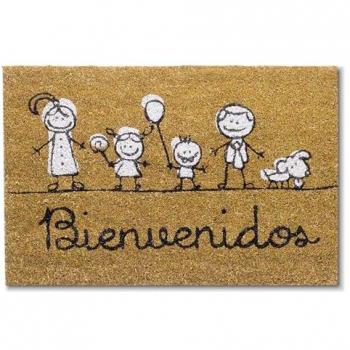 Felpudo de Coco Natural y Goma, Antideslizante, 70x40x1,5cm, Bienvenidos