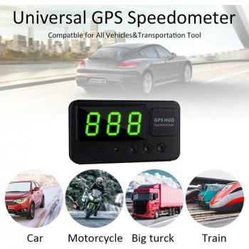 Car Speed Head-Up Display with Speeding and Fatigue Alarms, MPH/KM/h LED GPS Signal for Motorcycles