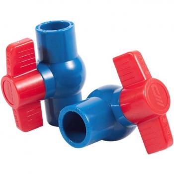 2pcs 20mm Full Port PVC Ball Valve Set with Non-Slip Handles (Blue & Red)