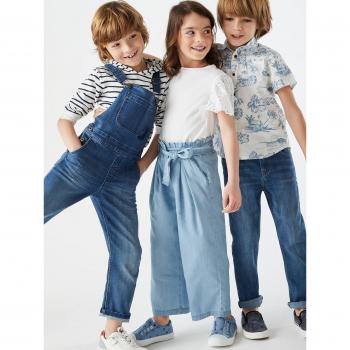 Denim Léger Paperbag – Pantacourt Fille, Style Large (VERTBAUDET)