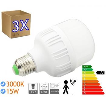 Ensemble de 3 Ampoules LED 15W E27 Lumière Sensorielle 3000K