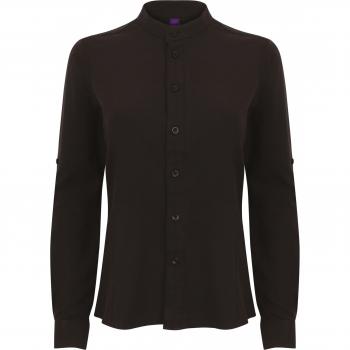 Henbury Damen-Stripen-Hemd M, Schwarz