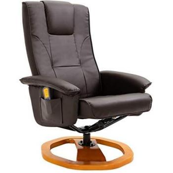 Fauteuil de Massage avec Repose-Pied Electrique Chaise de Relaxation Inclinable avec Pouf Tabouret Salon Salle de Séjour Maison Intérieur Marron Similicuir