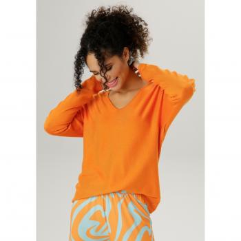 Feinstrick‑Pullover mit Langarm‑Rippstrickbündchen – Aniston SELECTED, 48, Orange