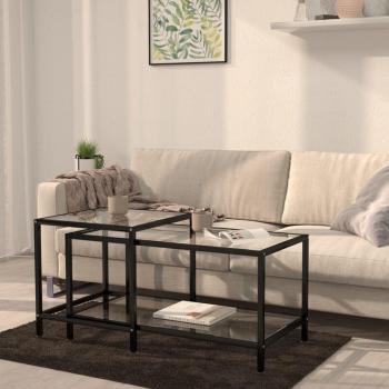Set de tables à thé en verre trempé – 2 pièces – Prolenta Premium – Style industriel