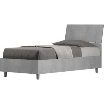 Letto a Una Piazza e Mezza 80x190 cm Testata Inclinata con Contenitore Demas Grigio
