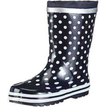 Stivaletti impermeabili Playshoes per bambini a pois blu marino