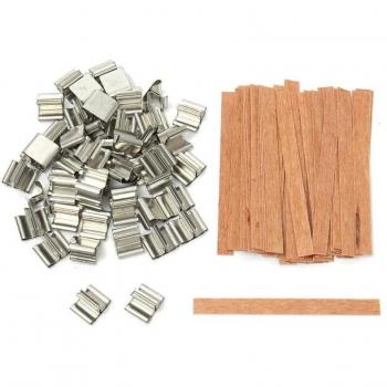 50PCS Wooden Candle Wicks with Iron Support for Candle Making