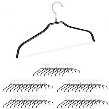 Set de 50 cintres en métal antidérapants, noir, 42 cm
