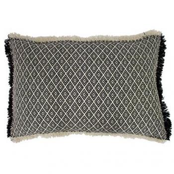 Tangier Rectangle Cushion (Black), Woven Geometric Design, Polyester Filled, Monochrome