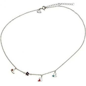 Collar corto Agatha Ruiz de la Prada colección ABECEDARIO plata Ley 925m 37 cm. colgantes inicial LVE