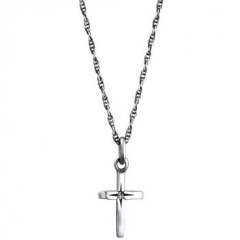 Kuzzoi Herren Kette mit oxidiertem Kreuzanhänger aus 925 Sterling Silber