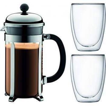 Chambord 8-Cup Coffee Maker and Double Wall Glass Duo