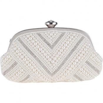 Bolso de Mano Color Sólido con Perlas