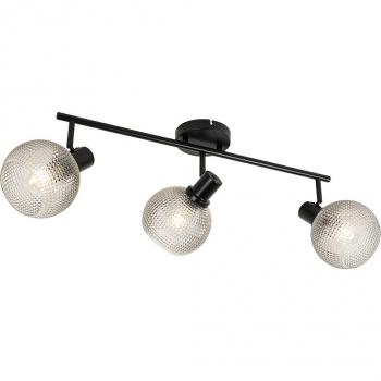 Design LED Aufbaustrahler Chico, 3-flammig, E27, Schwarz, Glas