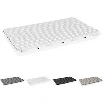 Pedana Doccia Antiscivolo 80x50 cm Bianco in Plastica con Effetto Legno