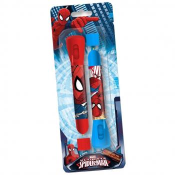 Spiderman – Set di 2 penne con torcia, Kids Euroswan kd-mv15211, unica