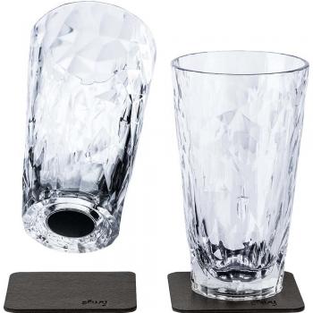 Verres Longdrink Magnétiques en Plastique avec Sous-verres Gel Métalliques – 2×300 ml – Silwy®
