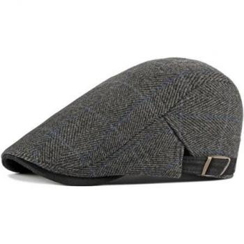 Unisex Black Herringbone Newsboy Cap