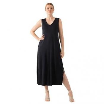 Ulla Popken Slinky‑Kleid A‑Linie, V‑Ausschnitt, blau – Größe 42/44