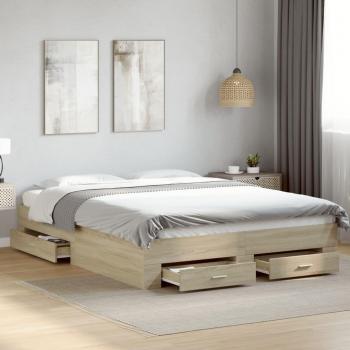 Engineered Wood Bed Frame with Drawers
