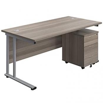 Mobile 3 Drawer Pedestal Twin Rectangular Desk 1600x800