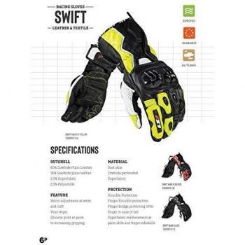 LS2 Swift Motorradhandschuhe Schwarz-Weiß-Gelb für Herren, Größe XL