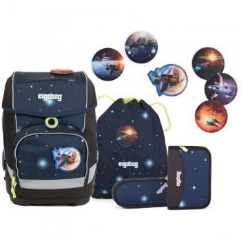 Ergobag 5‑teiliges Galaxy Cubo Schulranzen Set (KoBärnikus 9B8 Glow)