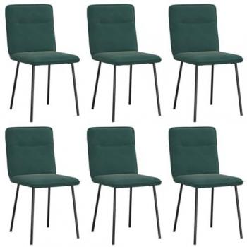 Set de 6 chaises à manger en velours vert foncé (vidaXL)