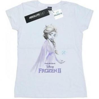 Frozen 2 Elsa Damen T-Shirt mit Schneeflocken L weiß