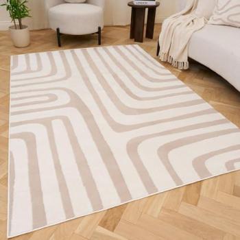 Unisex LoftCurved Beige Living Rug – 120 x 170 cm