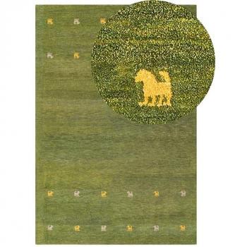 Tappeto Gabbeh 200 x 300 cm verde con motivi animali