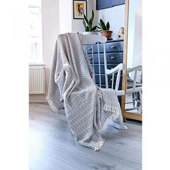 Soft Grey Knitted Sofa Bedspread – 5’6” x 7’9”, Milam London