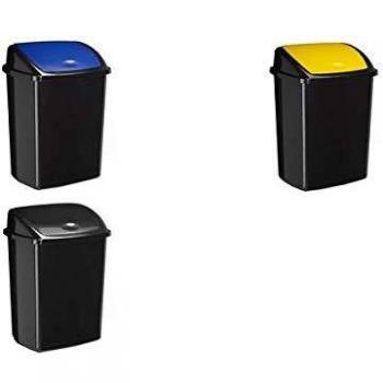 Pattumiera nera con coperchio basculante 50L