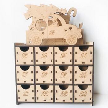 Double-Sided Christmas Advent Calendar Box for Kids, 24 Numbered Drawers