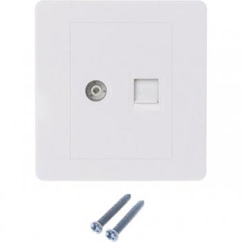 RJ45 Network Adapter + Coaxial Antenna Wall Mount Faceplate R9JC