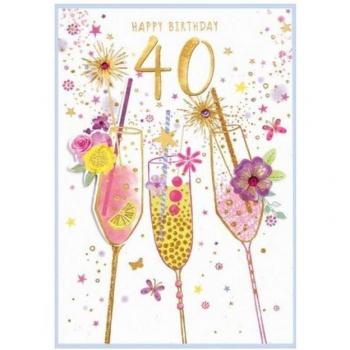 Simon Elvin, 40th Birthday Greetings Cards Isabel Garden (Packung mit 6)
