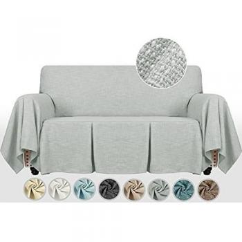 MAXIJIN Linen-Like 1 Piece Sofa Cover 2 Seater Grey