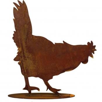 Rustikale Hühnchenfigur Christa aus Metall – 27 x 23 cm
