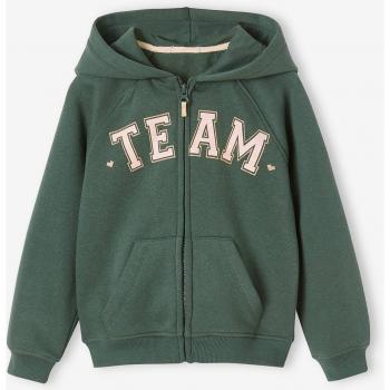 Sudadera Infantil Verde Team: Estilo Deportivo con Cremallera y Capucha